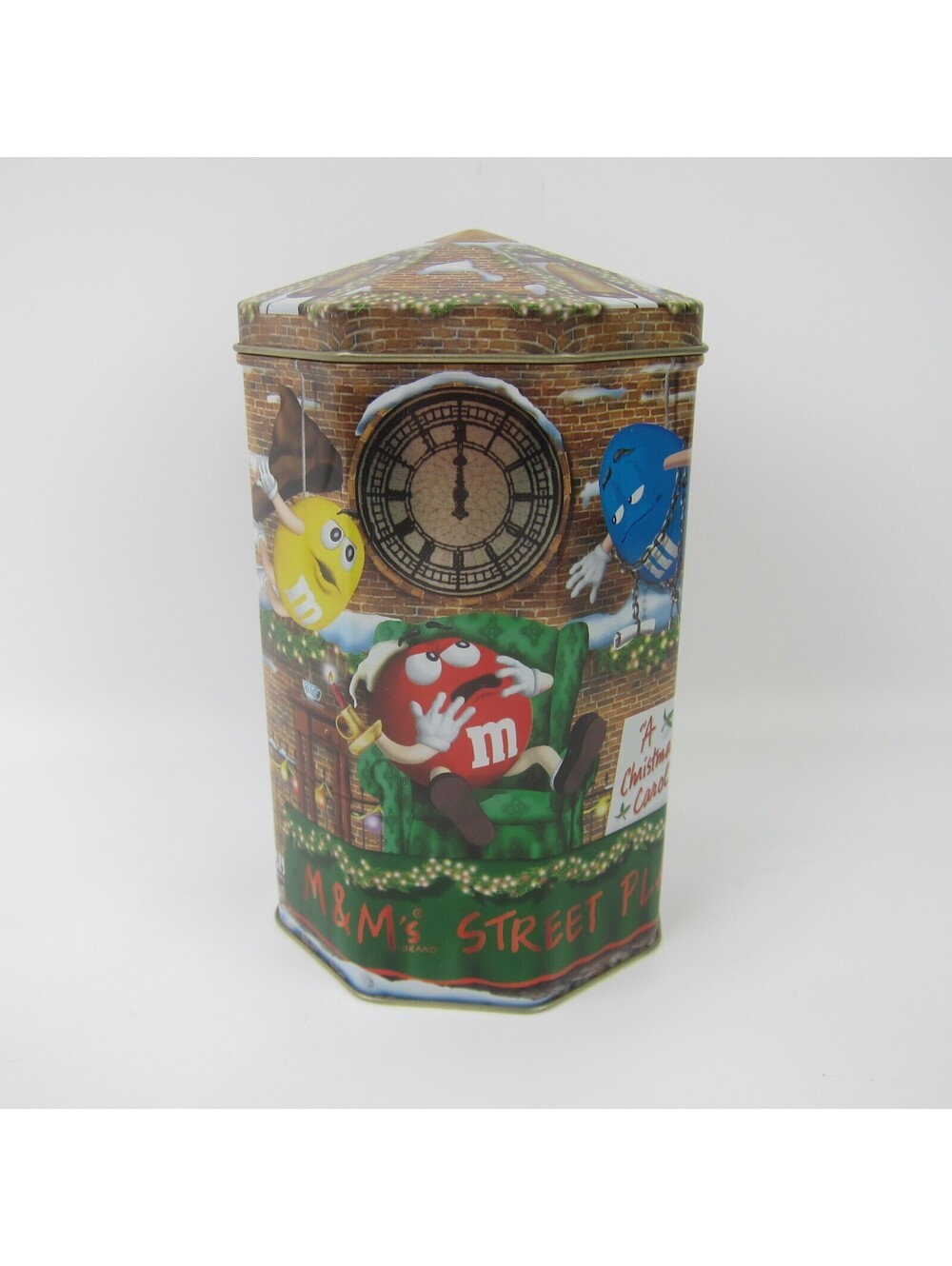M&M's Christmas Village Series Clock Tower #10 Tin Canister 2000 Vintage Limited